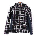 ROXY ロキシー ブルゾン ジャケット フルジップ フリース フード チェック アウター レディース Mサイズ ネイビー 【中古】