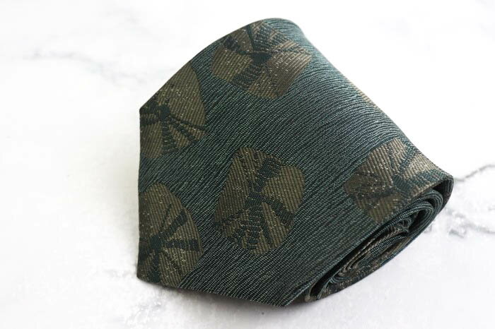 KRIZIA クリッツア ブランドネクタイ パネル柄 総柄 ドット シルク メンズ カーキ 【中古】