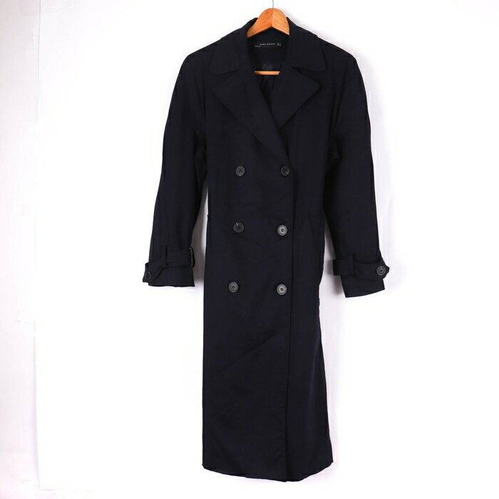 ザラ トレンチコート ロングトレンチ 無地 アウター レディース Mサイズ ネイビー ZARA 【中古】