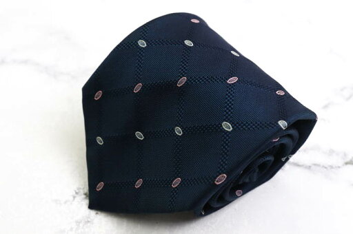 Andrew's Ties アンドリューズタイズ ブランド ネクタイ シルク 小紋柄 総柄 メンズ ネイビー 【中古】 Andrew's Ties アンドリューズタイズ ブランド ネクタイ シルク 小紋柄 総柄 メンズ ネイビー 【中古】