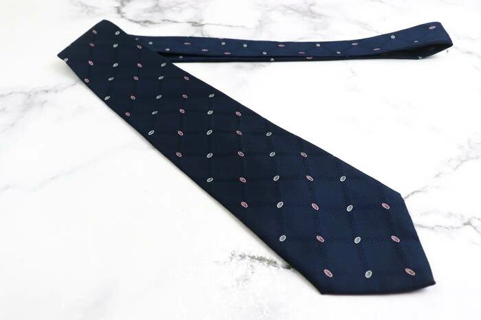 Andrew's Ties アンドリューズタイズ ブランド ネクタイ シルク 小紋柄 総柄 メンズ ネイビー 【中古】