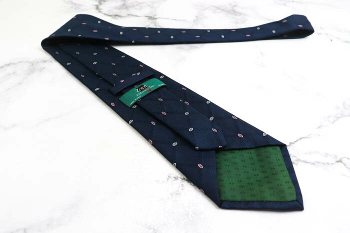 Andrew's Ties アンドリューズタイズ ブランド ネクタイ シルク 小紋柄 総柄 メンズ ネイビー 【中古】