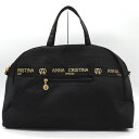 アンナクリスティーナ ボストンバッグ ナイロン 旅行 ブランド 鞄 ショルダーベルト無し レディース ブラック ANNA CRISTINA 【中古】