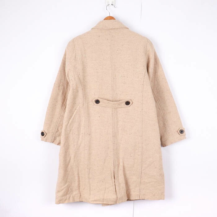 グローバルワーク ステンカラーコート ウール/リネン混 中綿 アウター メンズ Mサイズ ベージュ GLOBAL WORK 【中古】