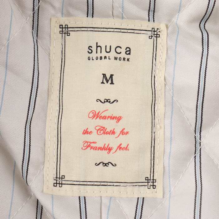 グローバルワーク ステンカラーコート ウール/リネン混 中綿 アウター メンズ Mサイズ ベージュ GLOBAL WORK 【中古】