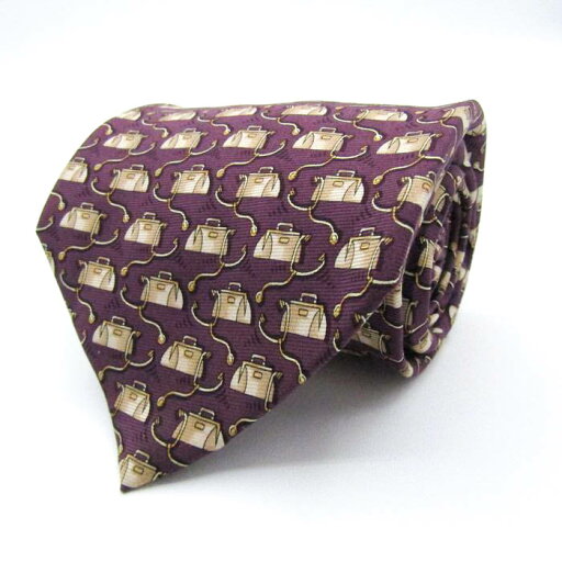 Tie Rack タイラック ブランド ネクタイ シルク 総柄 カバン 伊製生地 メンズ パープル 【中古】 Tie Rack タイラック ブランド ネクタイ シルク 総柄 カバン 伊製生地 メンズ パープル 【中古】