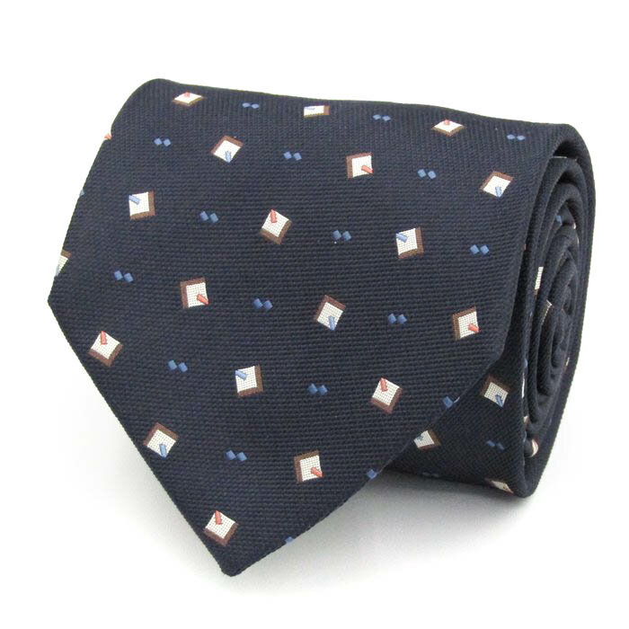renoma レノマ ブランド ネクタイ シルク 小紋柄 総柄 メンズ ネイビー 【中古】