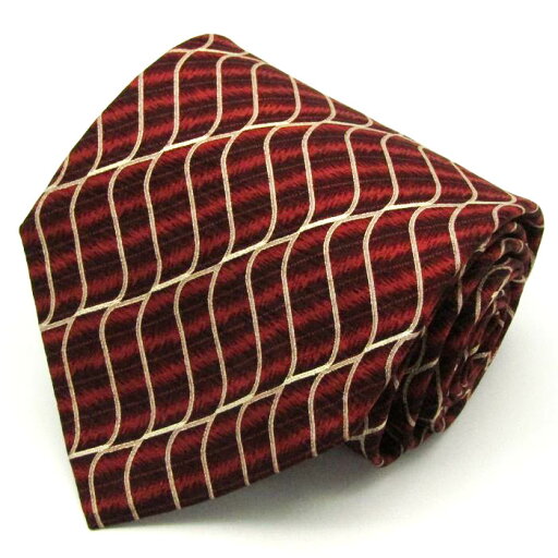 TIE PP ブランド ネクタイ チェック柄 ストライプ柄 シルク メンズ ワインレッド 【中古】 TIE PP ブランド ネクタイ チェック柄 ストライプ柄 シルク メンズ ワインレッド 【中古】