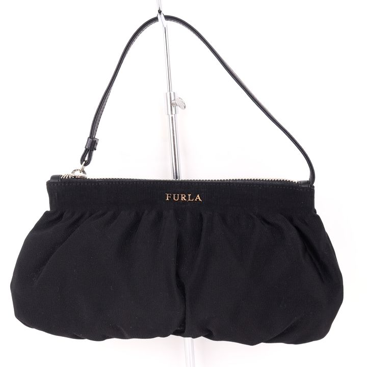 Furla フルラ ハンドバッグ レザーハンドル ロゴ パーティーバッグ ブランド 鞄 カバン 黒 レディース ブラック 【中古】