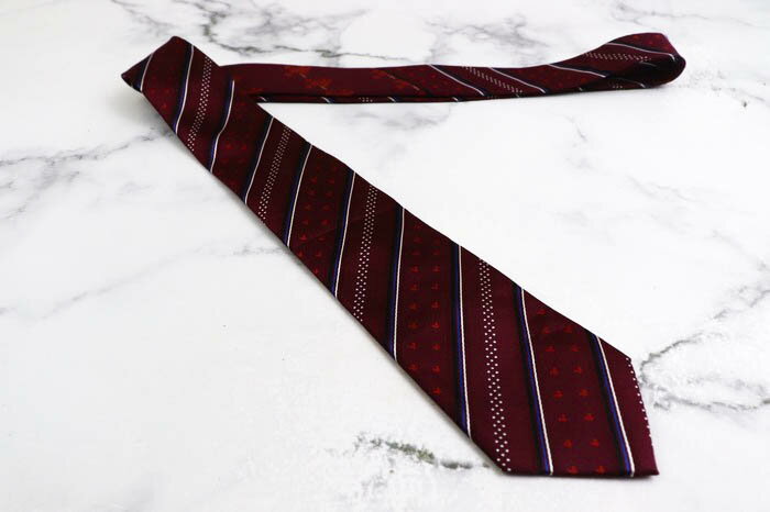 ディズニー ブランド ネクタイ ミッキー パネル柄 ストライプ柄 シルク メンズ ワインレッド Disney 【中古】