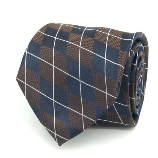 MALE & Co メイル&コー ブランド ネクタイ シルク チェック柄 格子柄 小紋柄 メンズ ネイビー 【中古】 MALE & Co メイル&コー ブランド ネクタイ シルク チェック柄 格子柄 小紋柄 メンズ ネイビー 【中古】