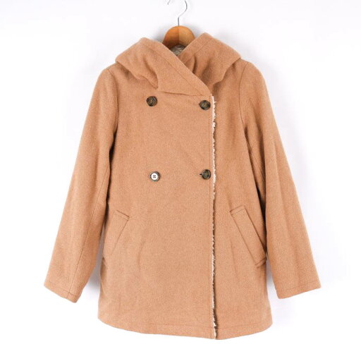 NICE CLAUP ナイスクラップ フードコート ウールコート アウター レディース Fサイズ ブラウン 【中古】 NICE CLAUP ナイスクラップ フードコート ウールコート アウター レディース Fサイズ ブラウン 【中古】