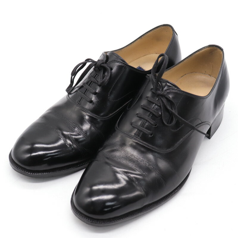 COMO コモ ビジネスシューズ 内羽根 3E 幅広 日本製 ブランド 革靴 黒 メンズ 23.5cmサイズ ブラック 【中古】