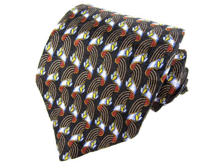 【期間限定60％OFF】エルメネジルドゼニア ブランドネクタイ 総柄 シルク メンズ ブラック Ermenegildo Zegna 【中古】