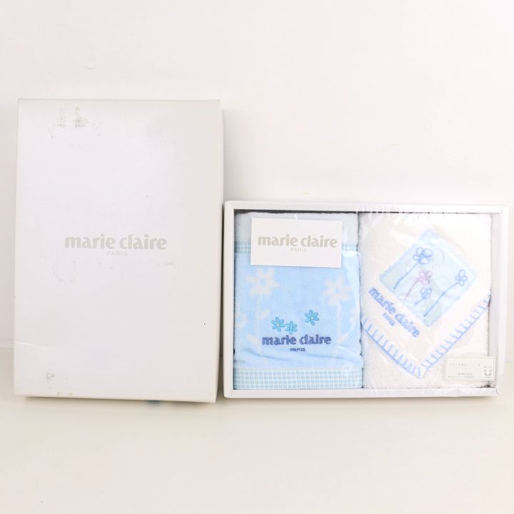 mariclaire マリクレール ハンドタオル 未使用 2枚入り 花柄 綿100％ 小物 ブランド レディース ホワイト 【中古】