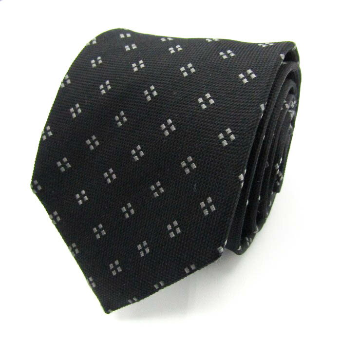 JOURNAL WORKS ジャーナルワークス ブランド ネクタイ 小紋柄 スクエア柄 シルク メンズ ブラック 【中古】