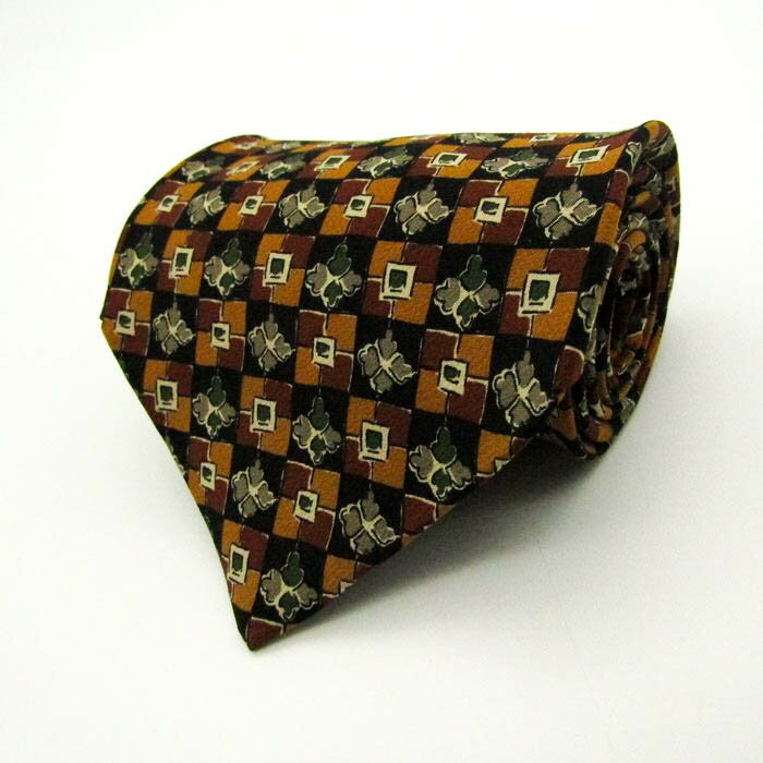 emanuel ungaro ウンガロ ブランド ネクタイ シルク 小紋柄 チェック柄 伊製生地 メンズ ネイビー 【中古】
