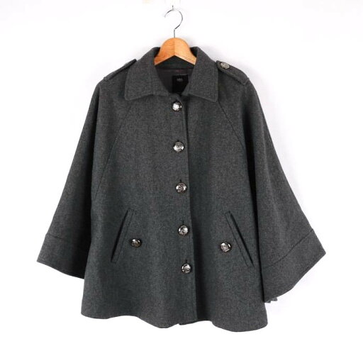 アズールバイマウジー ポンチョ ショートコート ウール混 アウター M相当 レディース FREEサイズ グレー AZUL by moussy 【中古】 アズールバイマウジー ポンチョ ショートコート ウール混 アウター M相当 レディース FREEサイズ グレー AZUL by moussy 【中古】
