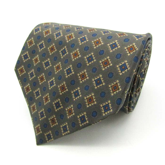 JIM THOMPSON ジムトンプソン ブランド ネクタイ シルク 小紋柄 総柄 メンズ グレー 【中古】