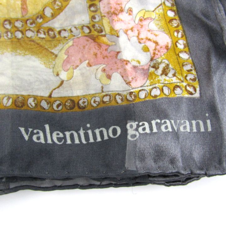 ヴァレンティノ・ガラヴァーニ スカーフ 総柄 シルク 正方形 イタリア製 ブランド 小物 レディース グレー Valentino Garavani 【中古】