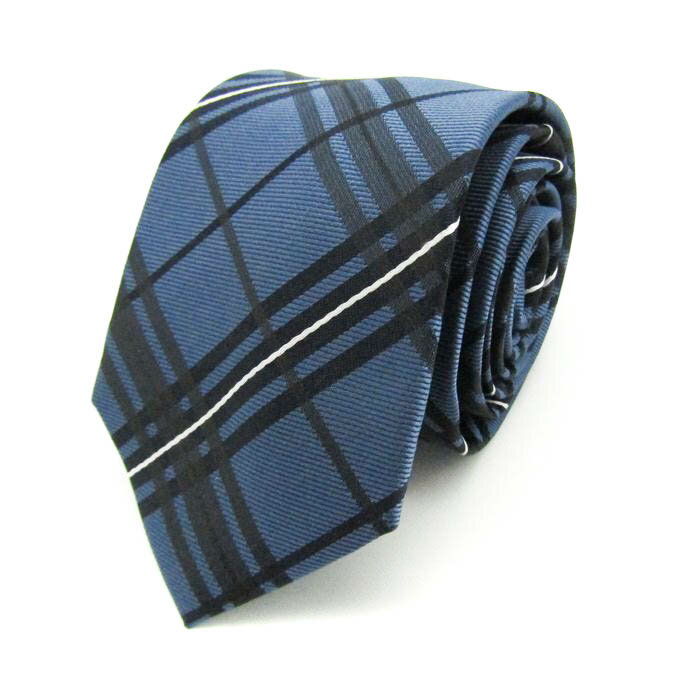 SIMPLE PHRASE CRAVAT シンプルフレーズクラバット ブランド ネクタイ シルク チェック柄 格子柄 ナロータイ メンズ ネイビー 【中古】