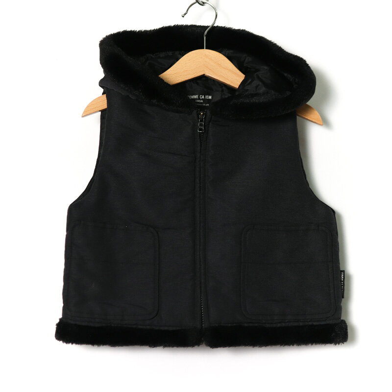 Nylon - 【39％OFFクーポン配布中】コムサイズム ジップアップベスト 中綿入り アウター キッズ 女の子用 110Aサイズ ブラック COMME CA ISM 【中古】