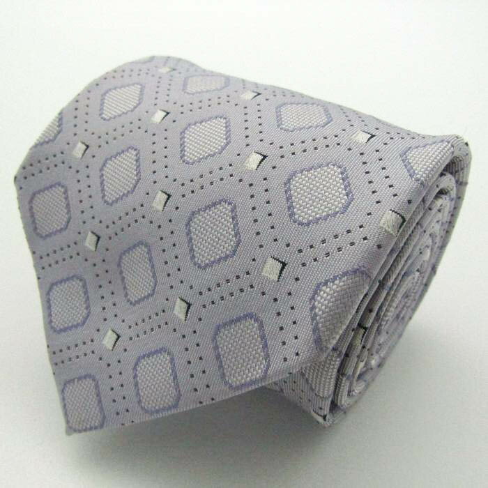 レノマ ブランドネクタイ チェック柄 格子柄 スクエア柄 シルク 日本製 メンズ ライトグレー renoma 【中古】