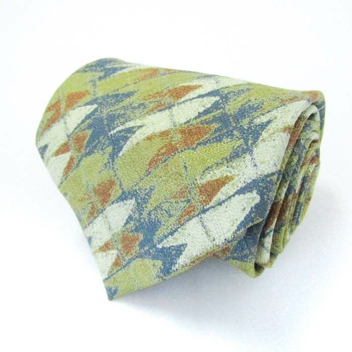 マリクレール ブランド ネクタイ シルク 総柄 メンズ グリーン mariclaire 【中古】