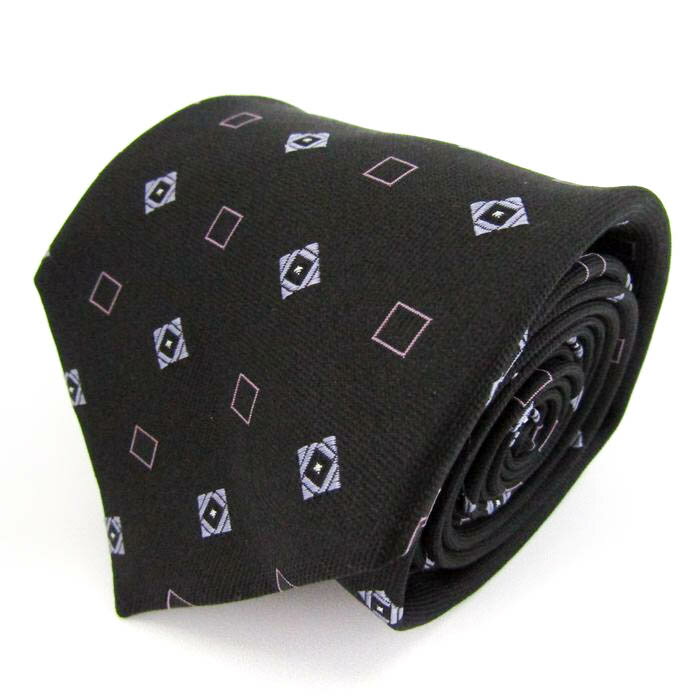 クリスチャン オラーニ ブランド ネクタイ シルク 小紋柄 総柄 メンズ ブラック CHRISTIAN ORANI 【中古】