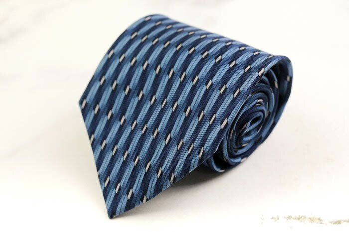 フランコバレンチノ ブランド ネクタイ シルク 小紋柄 総柄 メンズ ネイビー FRANCO VALENTINO 【中古】(4)