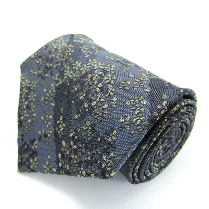 renoma レノマ ブランドネクタイ ストライプ柄 花柄 パネル柄 シルク メンズ グレー 【中古】