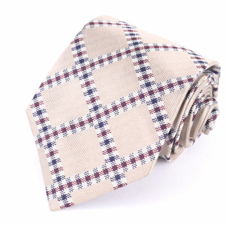 AQUASCUTUM - 【39％OFFクーポン配布中】【1000円ポッキリ送料無料】アクアスキュータム ブランドネクタイ チェック柄 シルク メンズ ベージュ Aquascutum 【中古】
