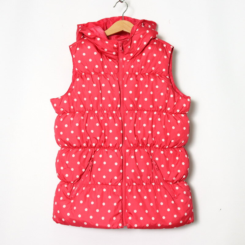 【期間限定50％OFF】ギャップ ダウンベスト ドット柄 アウター キッズ 女の子用 160サイズ ピンク GAP 【中古】