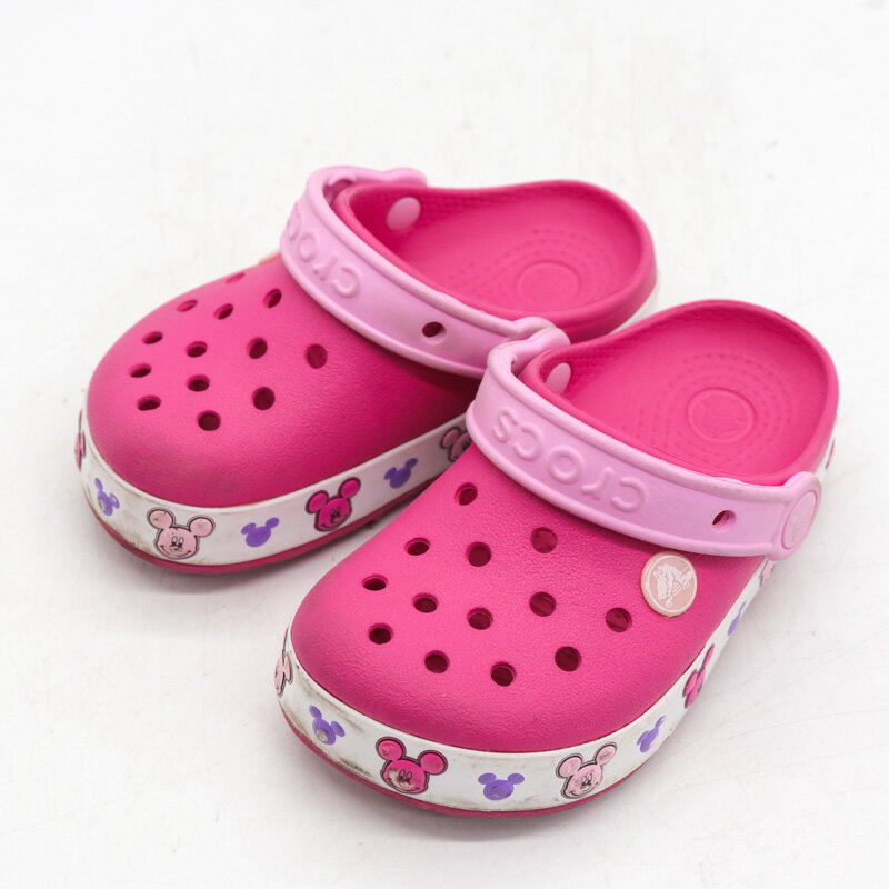 CROCS クロックス サンダル スリッポン 靴 シューズ キッズ 女の子用 10サイズ ピンク 【中古】