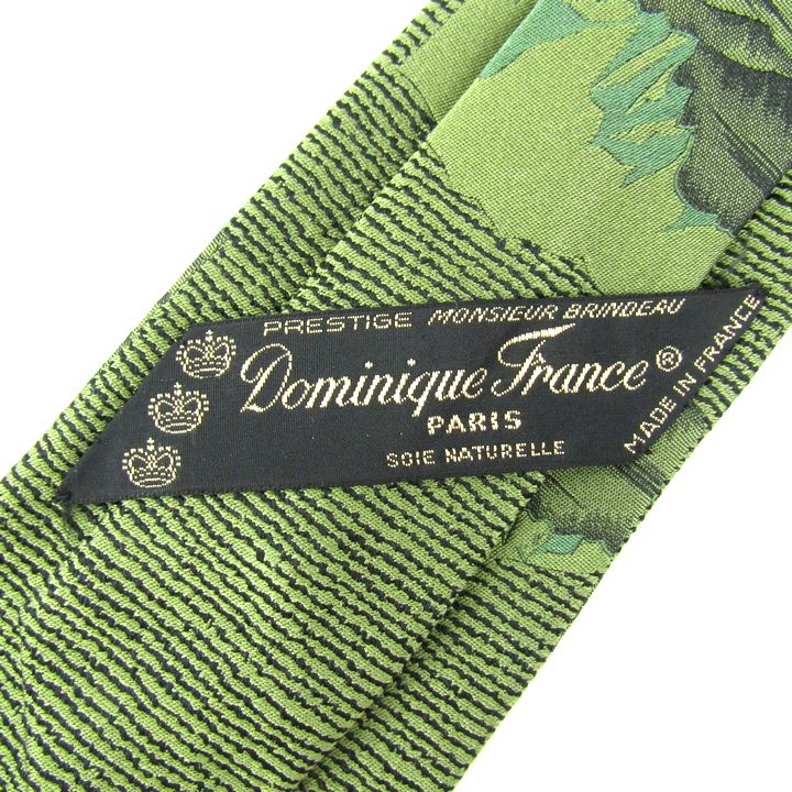 ドミニクフランス ブランドネクタイ 総柄 クラウン シルク フランス製 メンズ グリーン Dominique France 【中古】