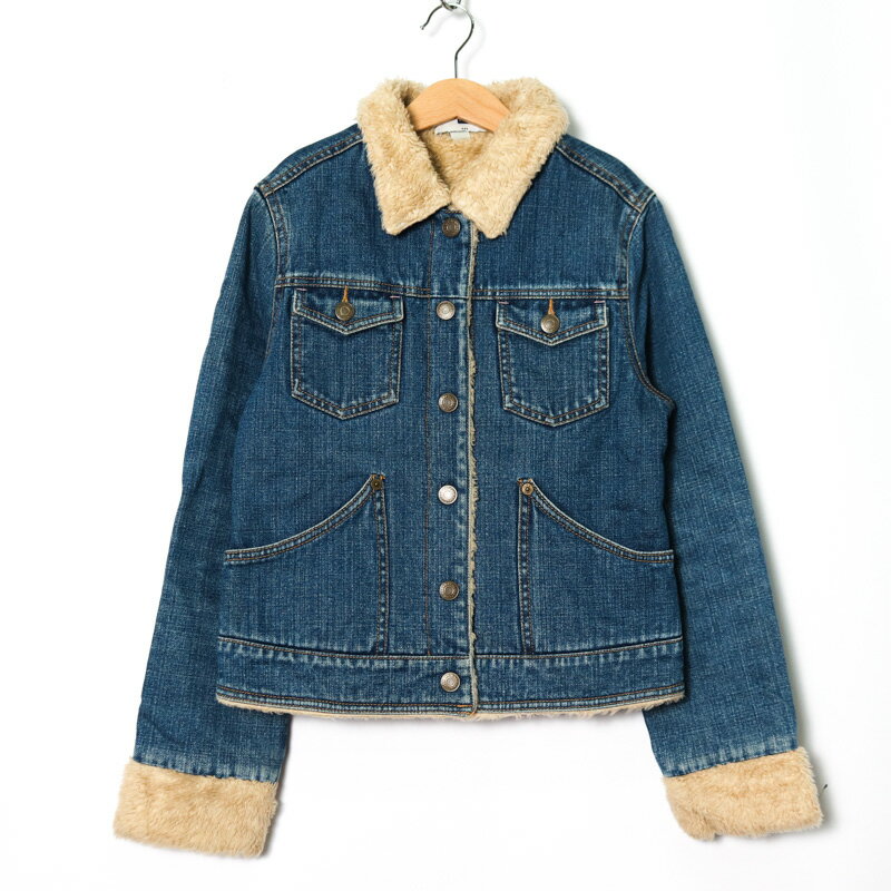 GAP ギャップ デニムジャケット 裏ボア アウター キッズ 女の子用 150サイズ ブルー 【中古】