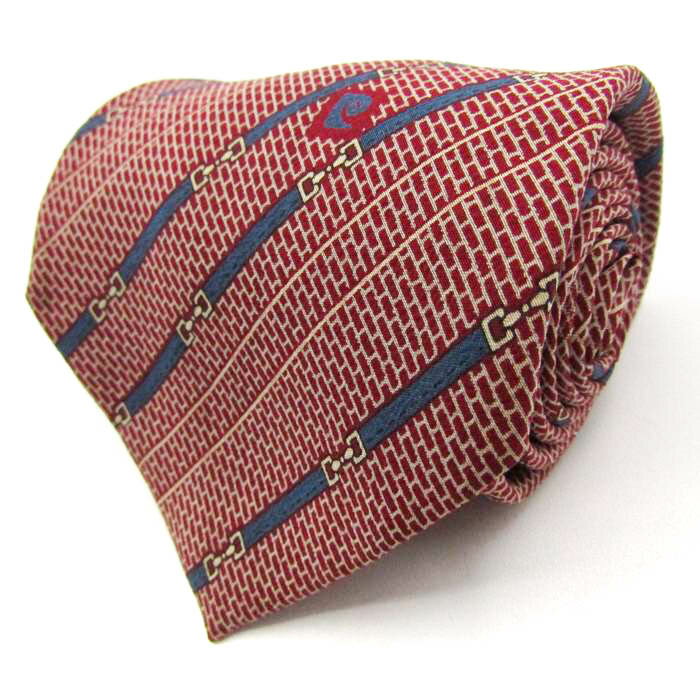 ピエールカルダン ブランド ネクタイ シルク 格子柄 メンズ レッド Pierre Cardin 【中古】
