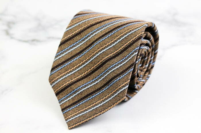 アドニス ブランド ネクタイ ストライプ柄 シルク メンズ ブラウン ADONIS 【中古】