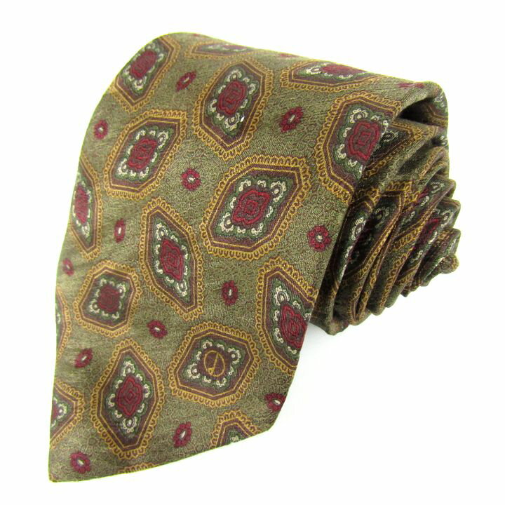 ダンヒル ブランドネクタイ 総柄 シルク イタリア製 メンズ カーキ Dunhill 【中古】