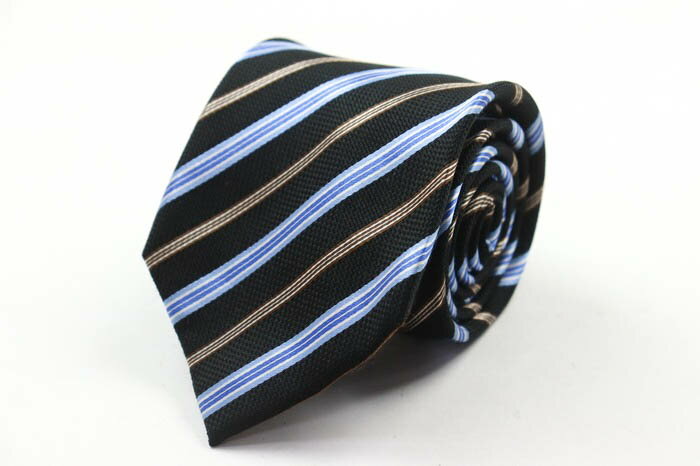 【5000円以上ご購入で50％OFF 3/29 0:00〜3/30 23:59】ブリックハウス ブランド ネクタイ シルク ストライプ柄 東京シャツ メンズ ブラック BRICK HOUSE 【中古】