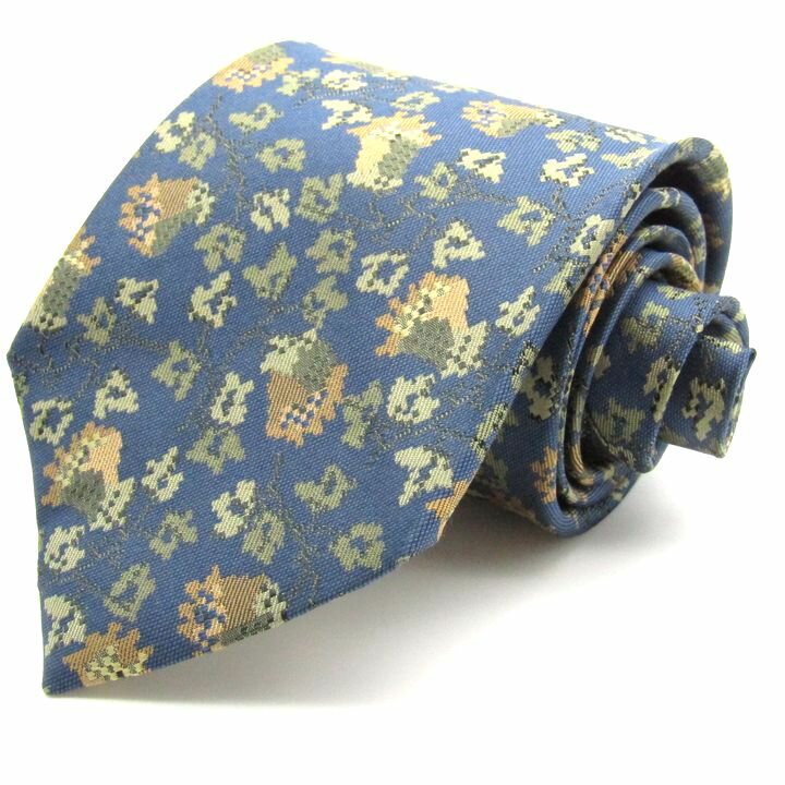 イヴ・サンローラン ブランドネクタイ 総柄 シルク 日本製 メンズ ブルー系 YVES SAINT LAURENT 【中古】