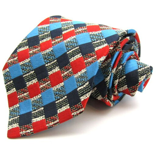 ミッソーニ ブランドネクタイ ワイドタイ チェック柄 シルク イタリア製 メンズ ブルー系 Missoni 【中古】 ミッソーニ ブランドネクタイ ワイドタイ チェック柄 シルク イタリア製 メンズ ブルー系 Missoni 【中古】