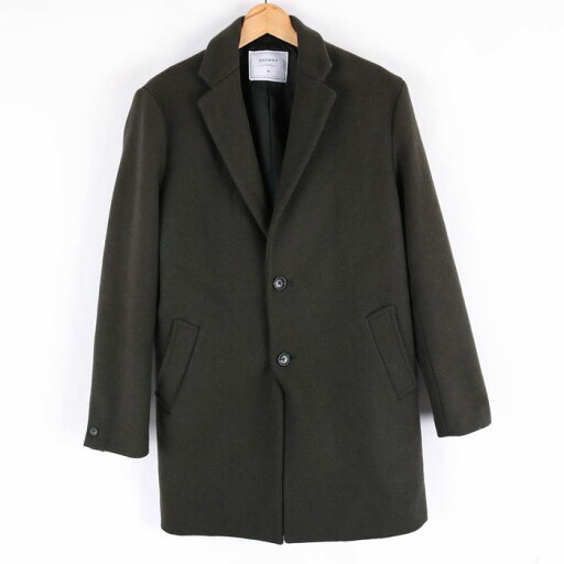 BROWNY ブラウニー ステンカラーコート 無地 ウール混 メンズ Mサイズ カーキ 【中古】 BROWNY ブラウニー ステンカラーコート 無地 ウール混 メンズ Mサイズ カーキ 【中古】