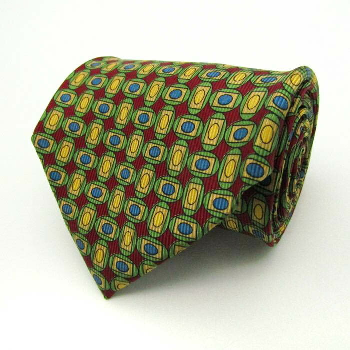 ホミー ブランド ネクタイ ドット 幾何学模様 シルク 日本製 メンズ グリーン homie 【中古】