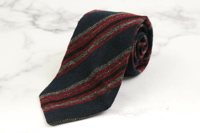 GINZA TAYA 銀座田屋 ブランド ネクタイ ウール ストライプ柄 メンズ ネイビー 【中古】