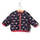 GAP ギャップ ナイロンジャケット 裏ボア 花柄 中綿入りジャンパー アウター ベビー 女の子用 90サイズ ネイビー 【中古】