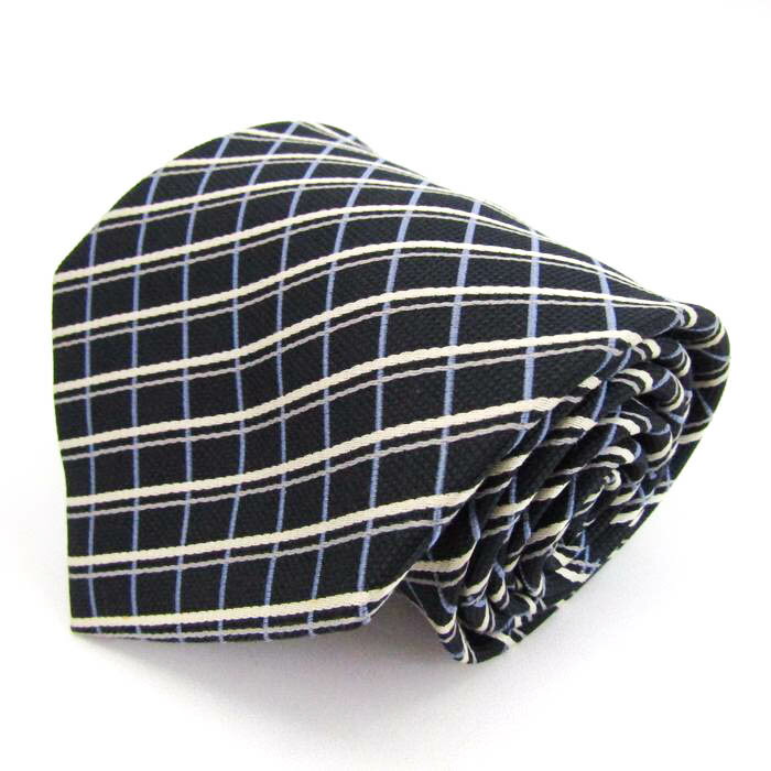 MEN'S CLUB メンズクラブ ブランド ネクタイ シルク 格子柄 チェック柄 ハンドメイド メンズ ブラック ..