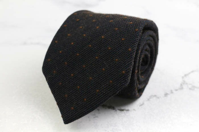 MADE IN KYOTO 京都 ブランド ネクタイ ドット ウール シルク 日本製 メンズ ネイビー 【中古】