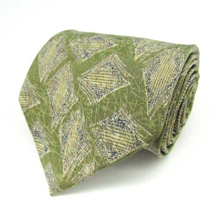 レノマ ブランド ネクタイ シルク 総柄 メンズ グリーン renoma 【中古】