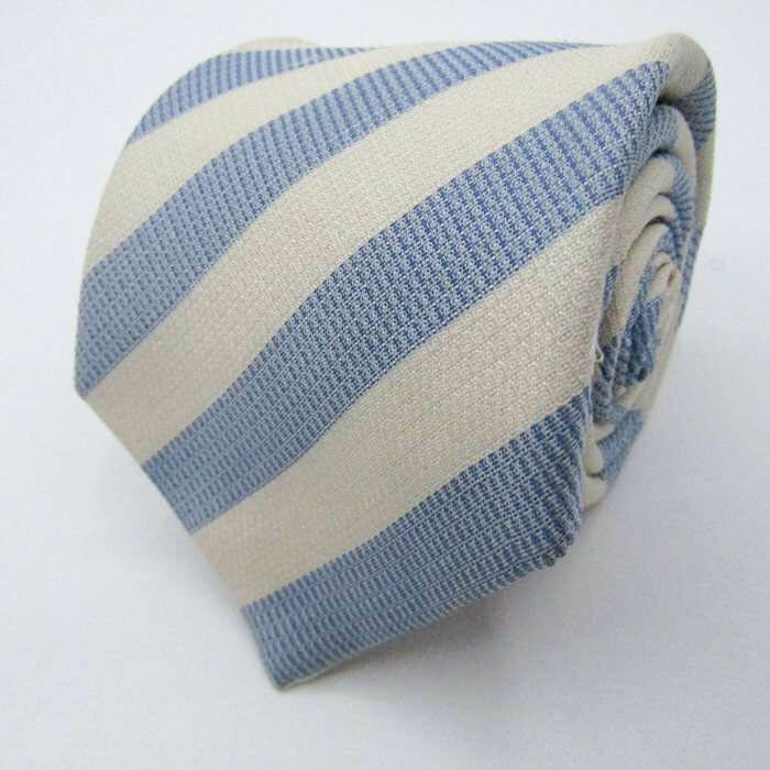 CHRISTIAN ORANI クリスチャン オラーニ ブランド ネクタイ ストライプ柄 シルク コットン 日本製 メンズ ホワイト 【中古】